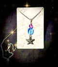 Silver and blue glass stone handmade starfish charm