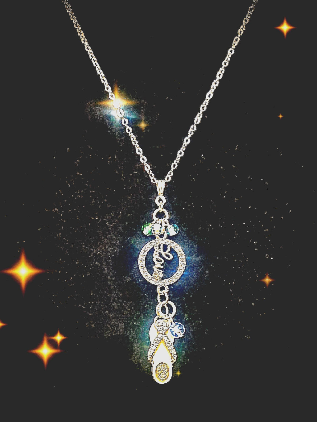 Silver flip flop bling charm and necklace handmade