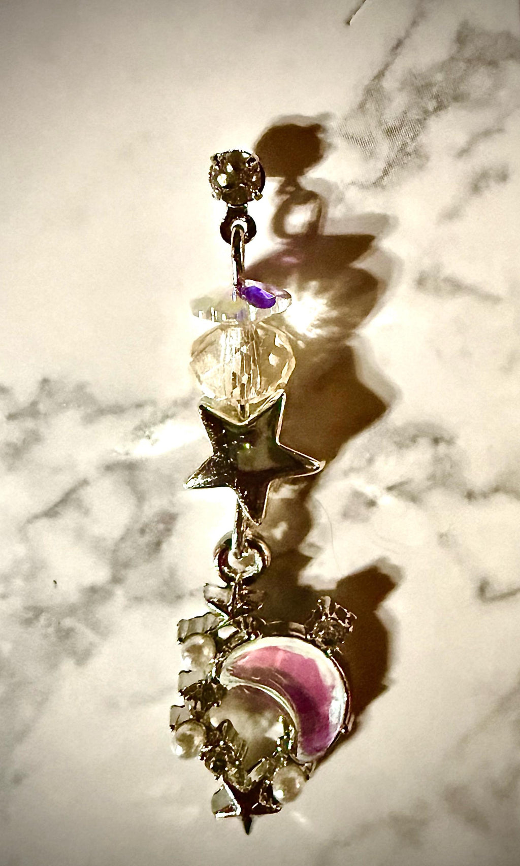 Celestial moon earrings with crystal beads