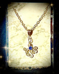 Sterling Silver Octopus Pendant with Crystal Center — Handmade, Chain Included