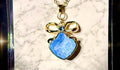 Glistening light blue Australian crystal and gold pendant - handmade, chain included